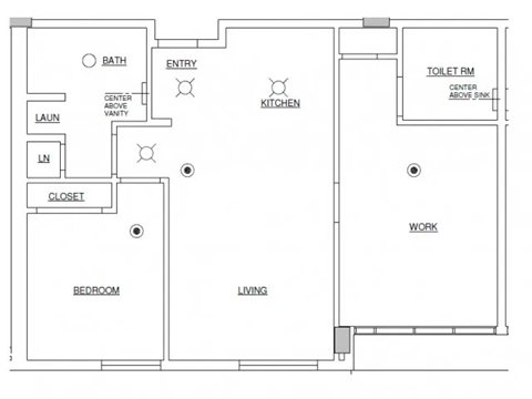 Floor plan for 1 bed, 1 bath, 912 sqft